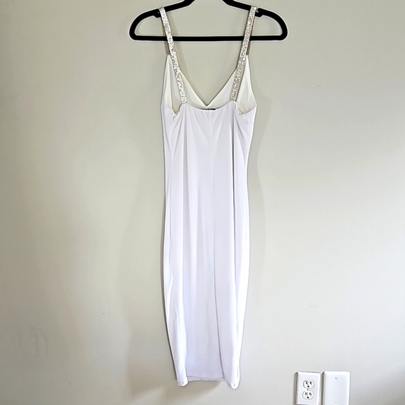 NWT Day & Night Women's White Slip Midi Dress with Rhinestones Straps Size S - Picture 4 of 12
